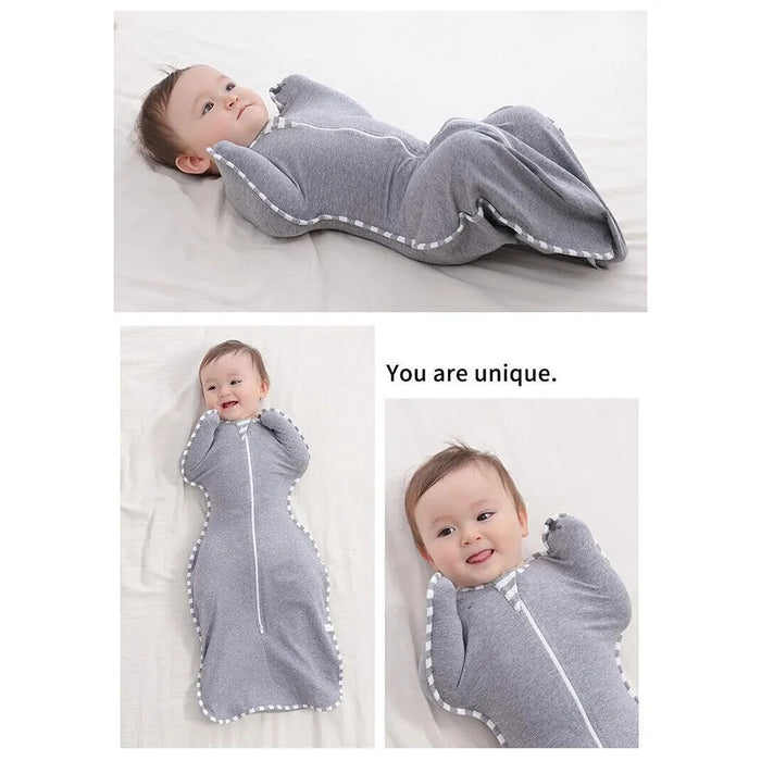 AB01 Cotton Baby Swaddle Infant Anti-kicking Zipper Sleeping Bag, Size L - Grey - 3