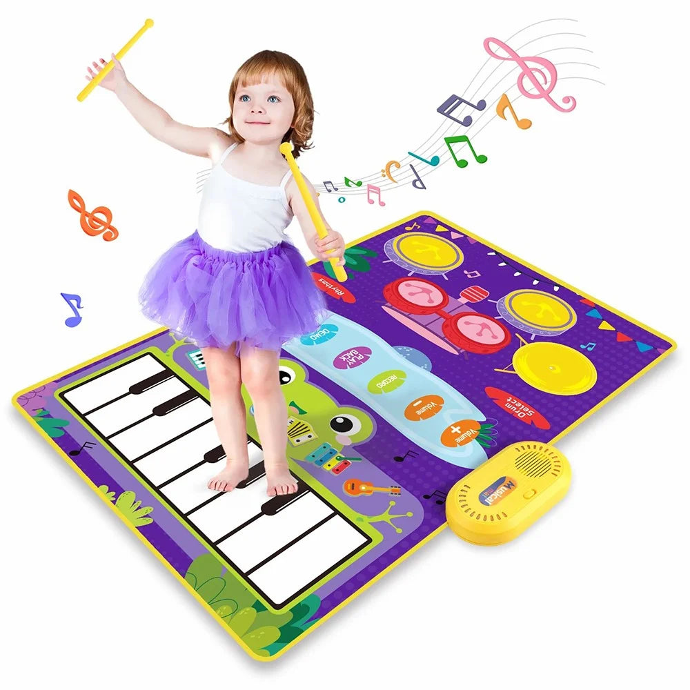 CP5929 Early Educational Toy Toddler Kid Piano Keyboard Drum Play Mat Music Blanket Baby Gift - 5929-3 / Green - 1