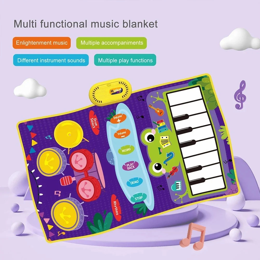 CP5929 Early Educational Toy Toddler Kid Piano Keyboard Drum Play Mat Music Blanket Baby Gift - 5929-3 / Green - 2
