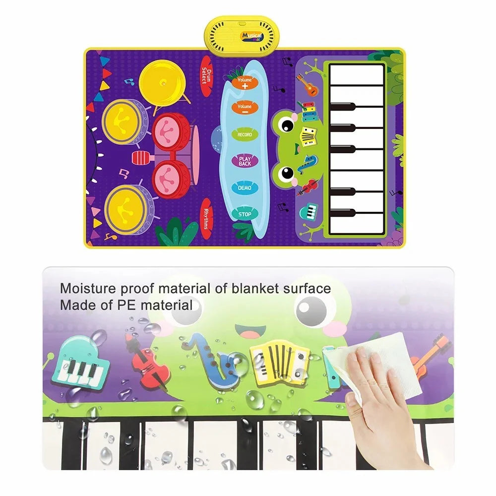 CP5929 Early Educational Toy Toddler Kid Piano Keyboard Drum Play Mat Music Blanket Baby Gift - 5929-3 / Green - 4