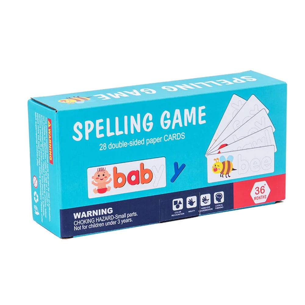 czs6634 Children English Alphabet Spelling Word Wooden Educational Toy with Learning Cards Set - 6