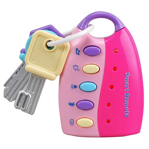 1025 Remote Car Control Key Toy Musical Learning Educational Toy with Light - Red+Pink - 1