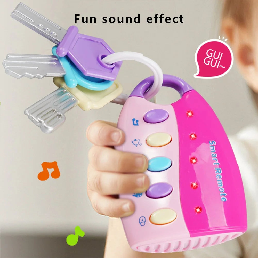 1025 Remote Car Control Key Toy Musical Learning Educational Toy with Light - Red+Pink - 2