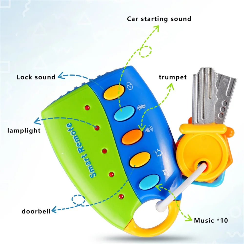 1025 Remote Car Control Key Toy Musical Learning Educational Toy with Light - Red+Pink - 4
