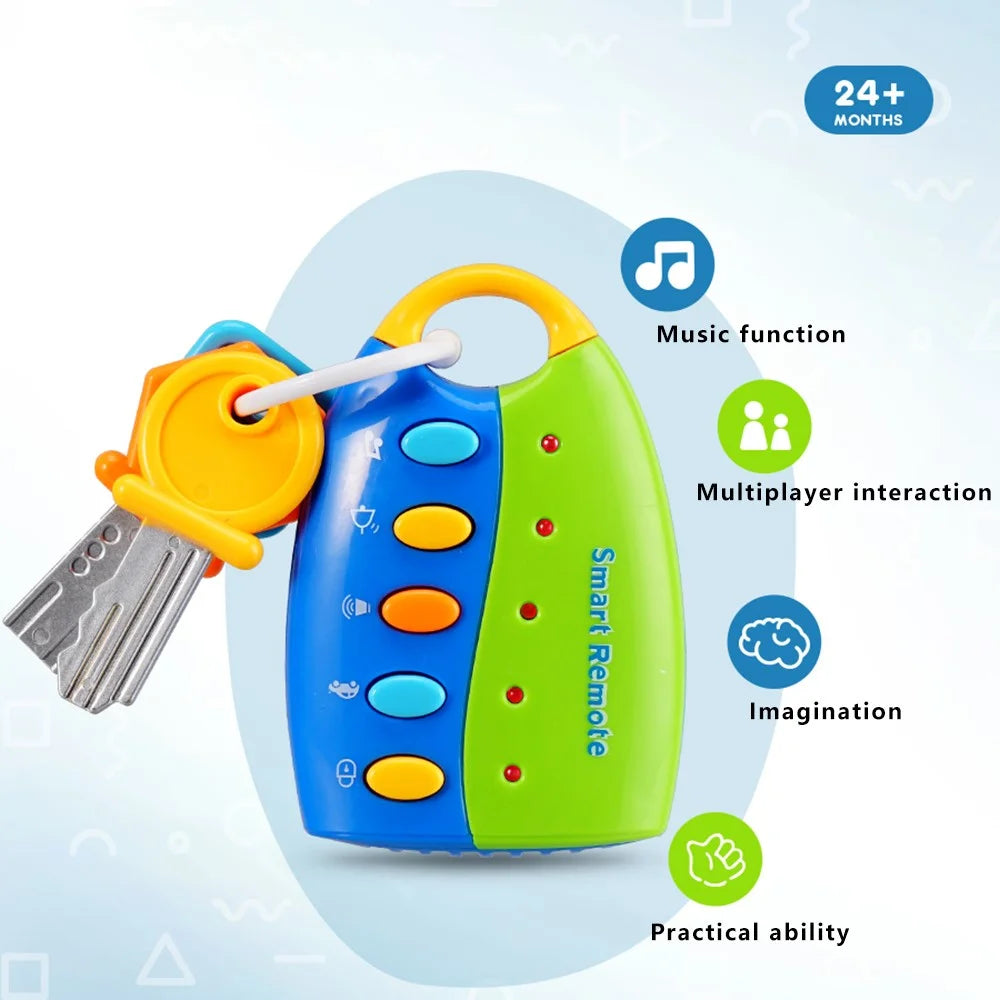1025 Remote Car Control Key Toy Musical Learning Educational Toy with Light - Red+Pink - 5