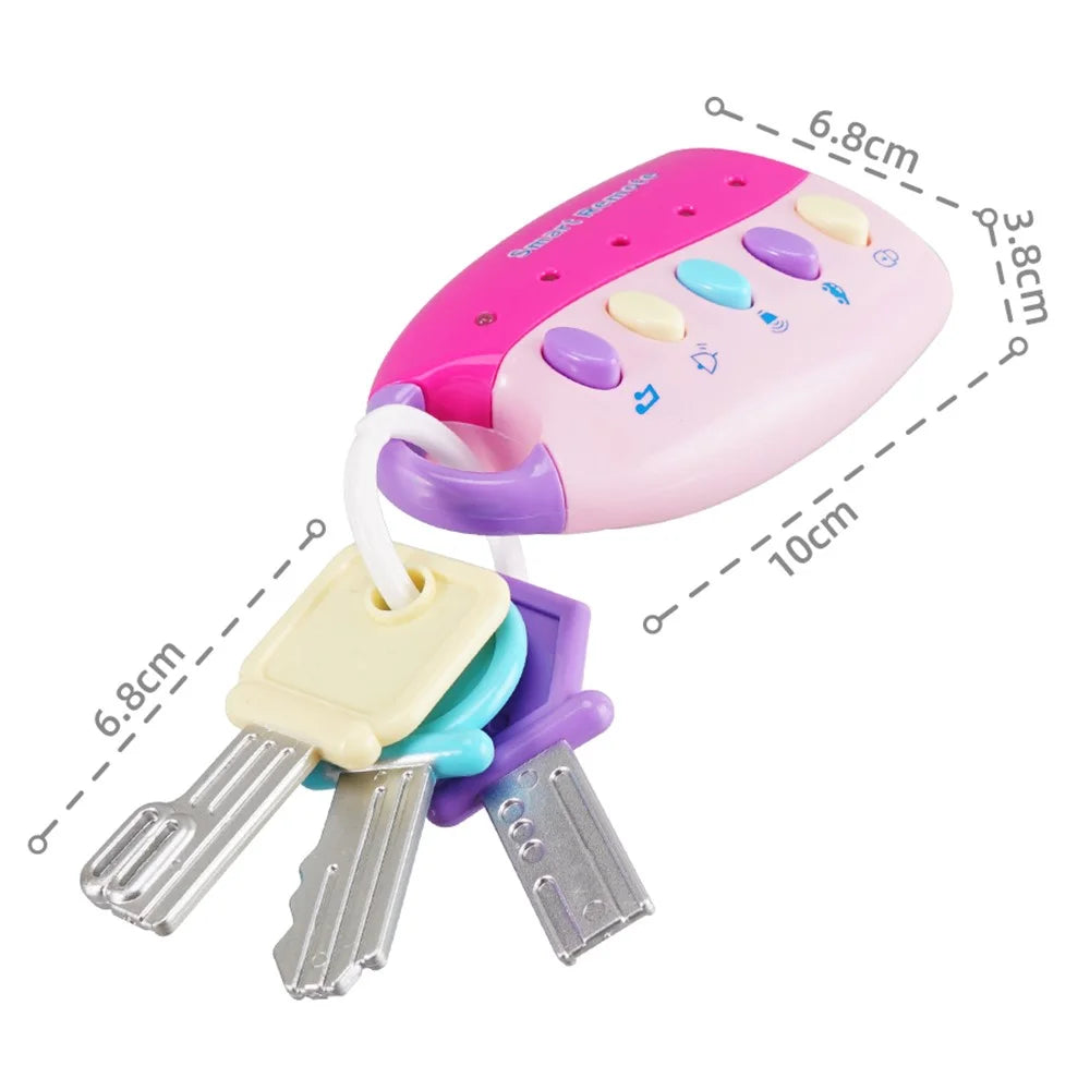 1025 Remote Car Control Key Toy Musical Learning Educational Toy with Light - Red+Pink - 7