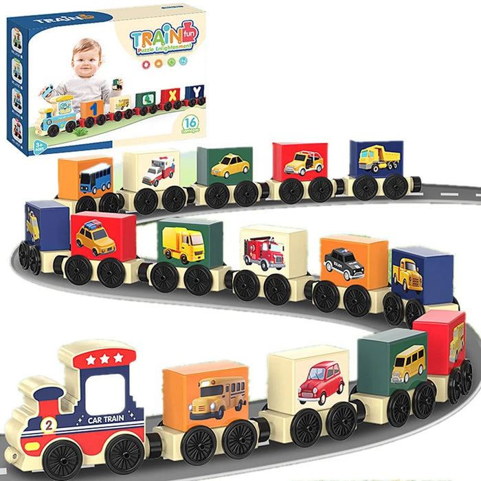 JJ924-927 Toy Train Sets with Bricks DIY Preschool Educational Toys for Toddlers Random Style - Car Version - 1