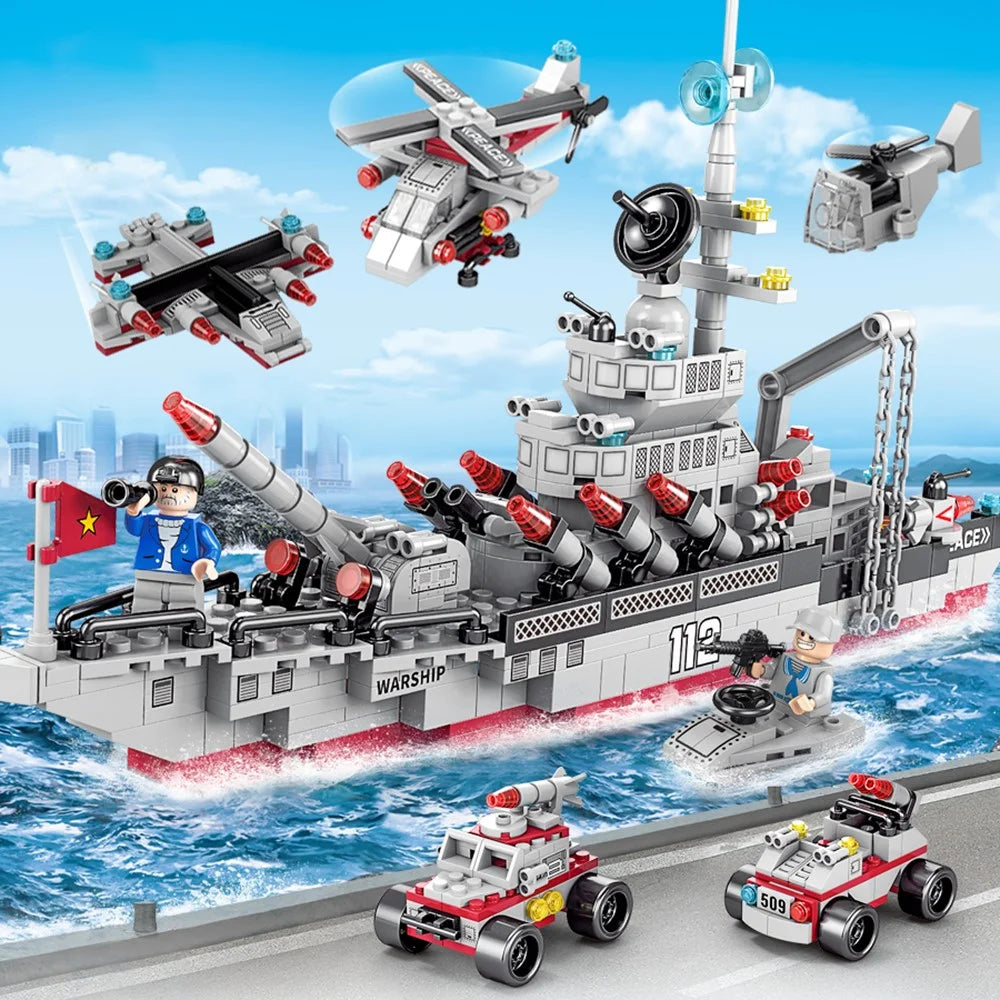 Warship / City Swat DIY Model Children Building Blocks Toy Set Desktop Ornament - 8839 / City Swat - 2