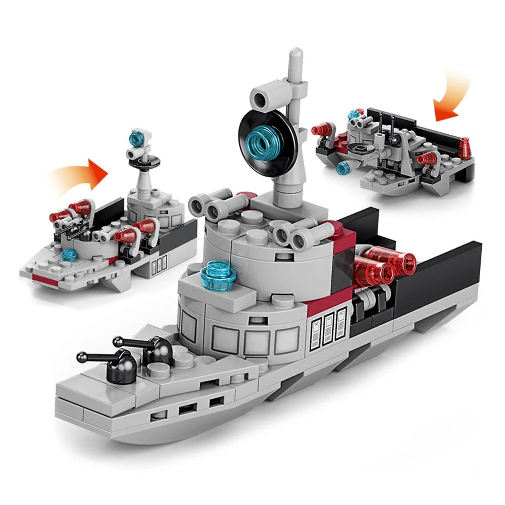 Warship / City Swat DIY Model Children Building Blocks Toy Set Desktop Ornament - 8839 / City Swat - 3