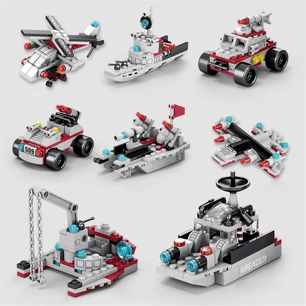 Warship / City Swat DIY Model Children Building Blocks Toy Set Desktop Ornament - 8839 / City Swat - 5
