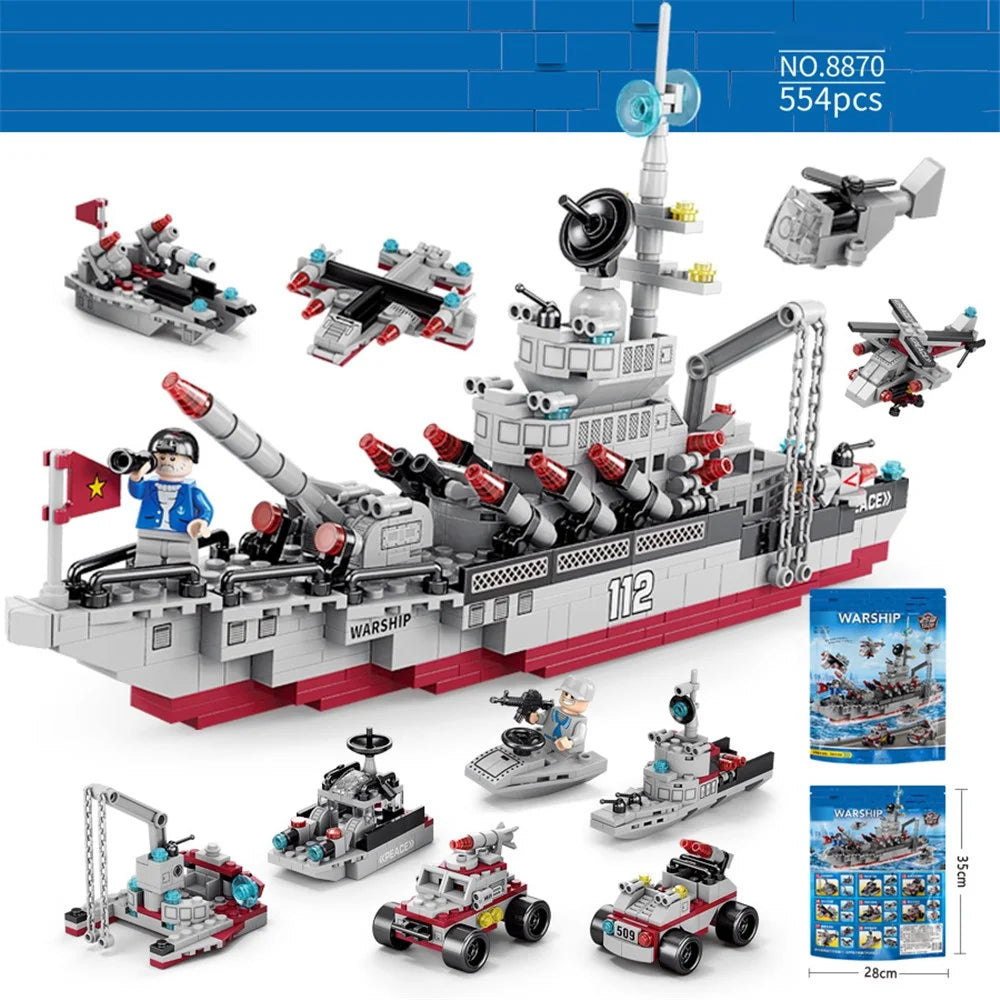 Warship / City Swat DIY Model Children Building Blocks Toy Set Desktop Ornament - 8839 / City Swat - 6