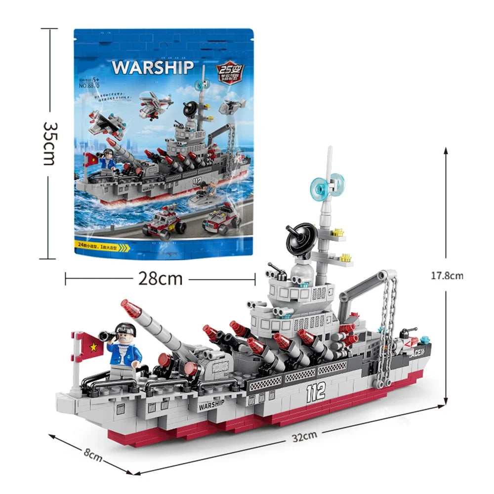Warship / City Swat DIY Model Children Building Blocks Toy Set Desktop Ornament - 8839 / City Swat - 7
