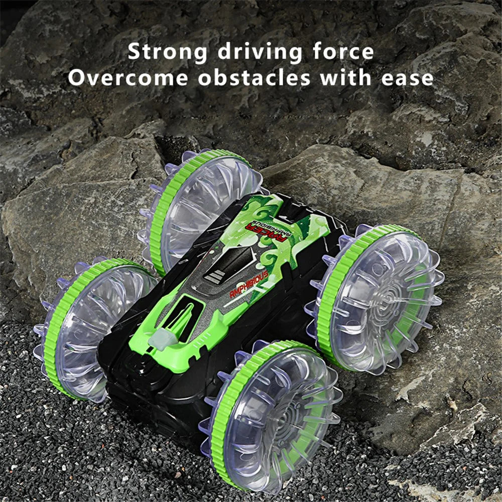 YL-92 2.4G Remote Stunt Rotating RC Car Xmas Toy Car Gift with Light for Kids - Blue - 7