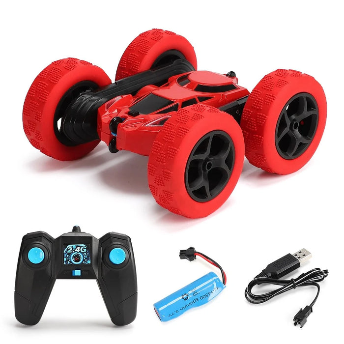 Flip Stunt Remote Control Car 7km / h High Speed RC Vehicle with LED Light Kids Toy Gift - Red - 1