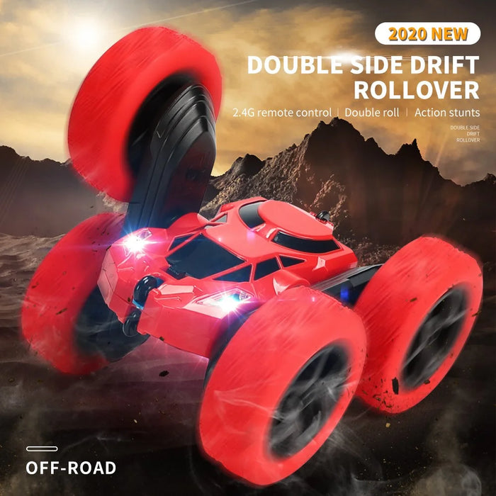 Flip Stunt Remote Control Car 7km / h High Speed RC Vehicle with LED Light Kids Toy Gift - Red - 5