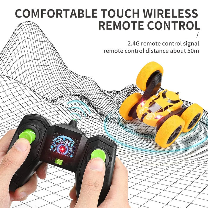Flip Stunt Remote Control Car 7km / h High Speed RC Vehicle with LED Light Kids Toy Gift - Red - 7