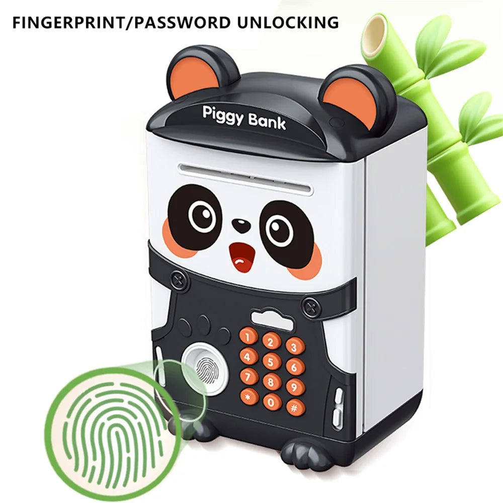 7602 Kid's Piggy Bank Cash Coin Can Fingerprint ATM Panda Shaped Toy Gift for Children - 4