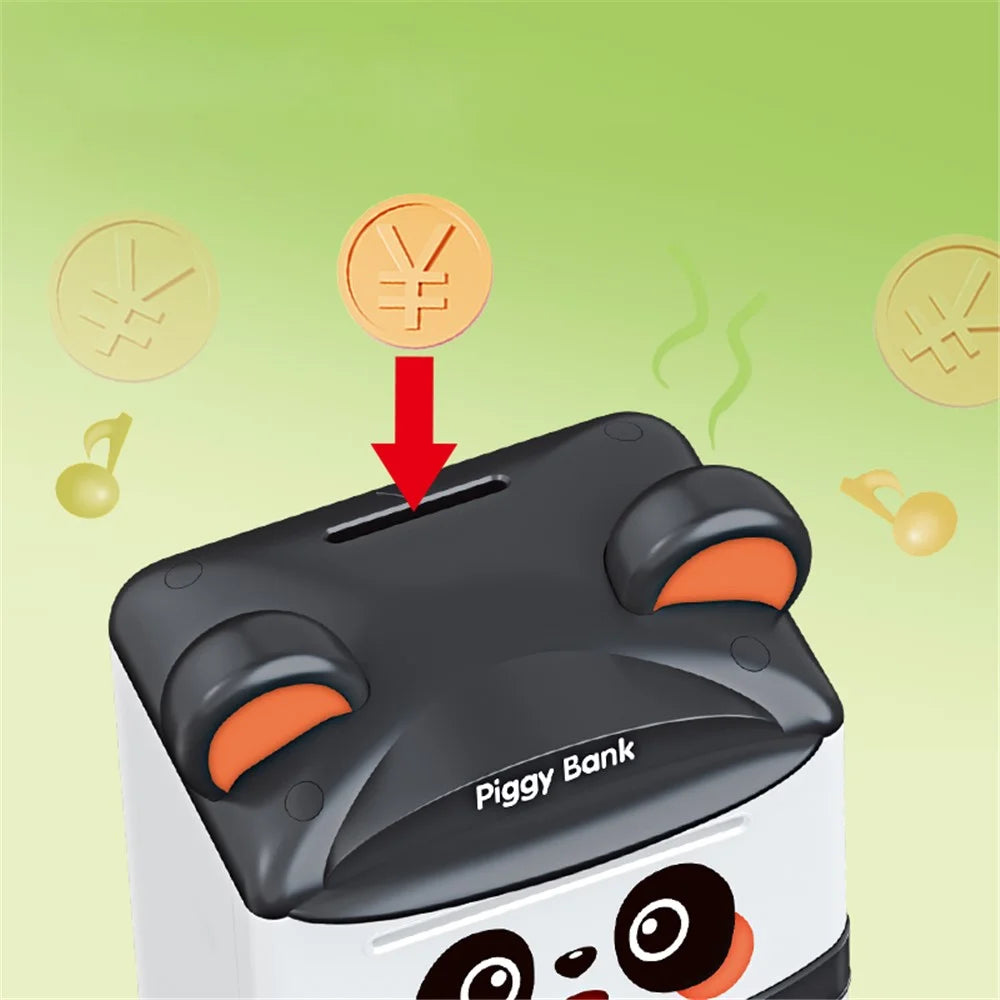 7602 Kid's Piggy Bank Cash Coin Can Fingerprint ATM Panda Shaped Toy Gift for Children - 5