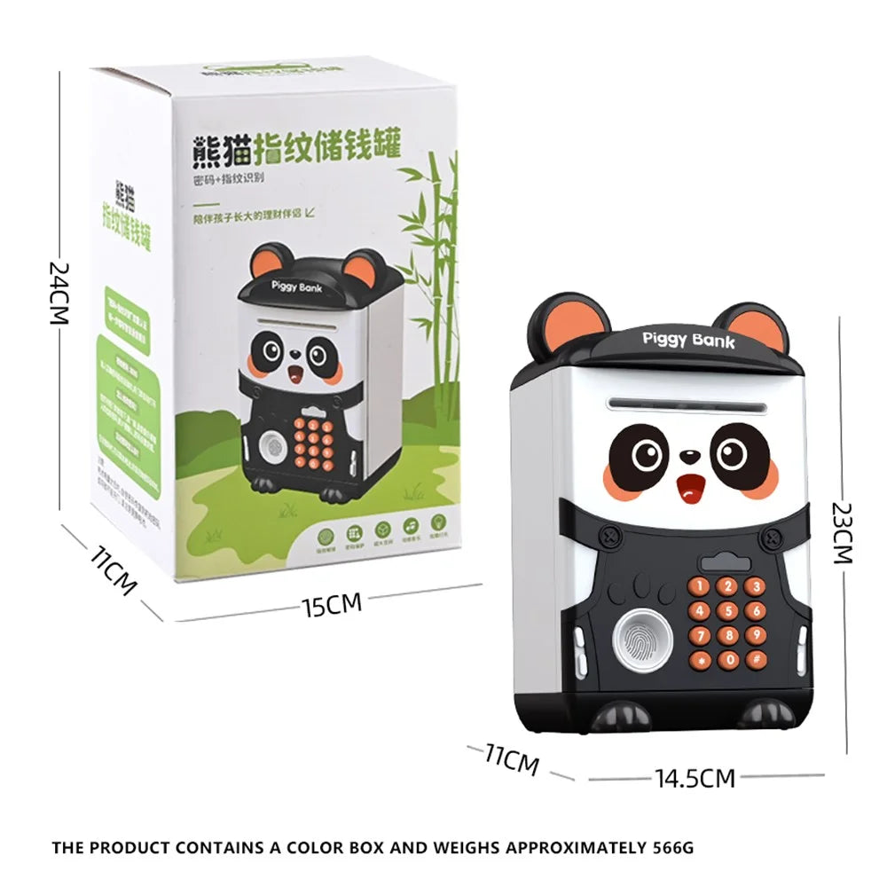 7602 Kid's Piggy Bank Cash Coin Can Fingerprint ATM Panda Shaped Toy Gift for Children - 6