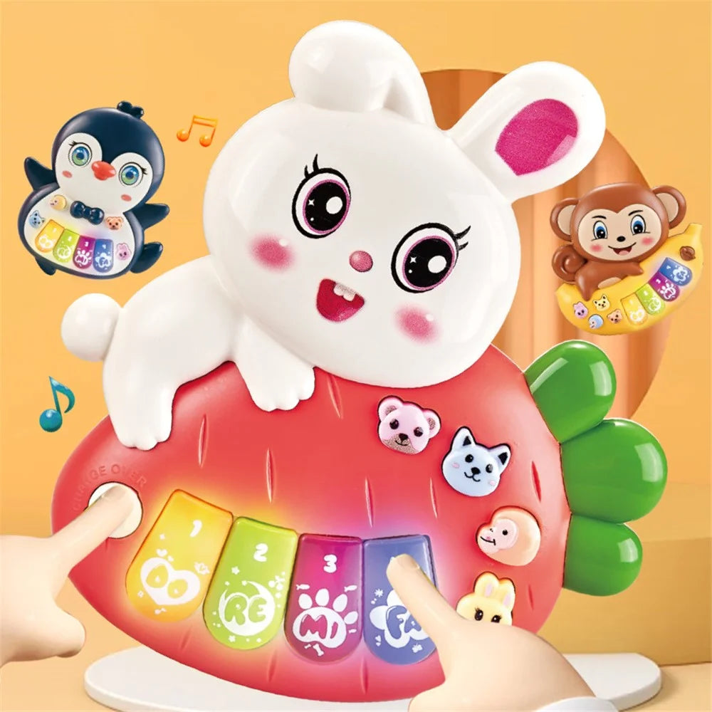 Cartoon Animal Baby Kids Musical Educational Toy Electronic Piano with Light and Sound (Random Color) - Rabbit - 4
