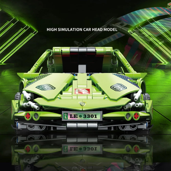 9029 Children Building Blocks Pull-Back Car Educational Assembly Racing Car Model Boys Toy - Green - 3