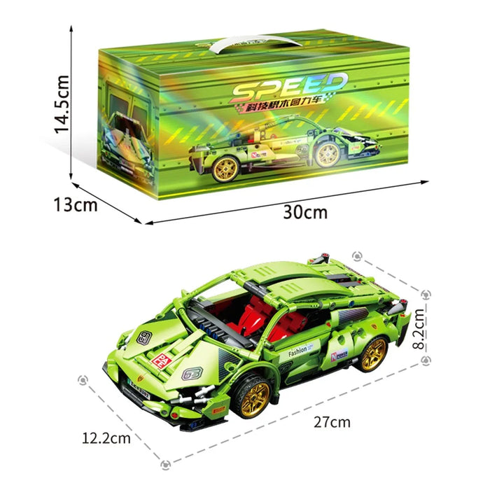9029 Children Building Blocks Pull-Back Car Educational Assembly Racing Car Model Boys Toy - Green - 6