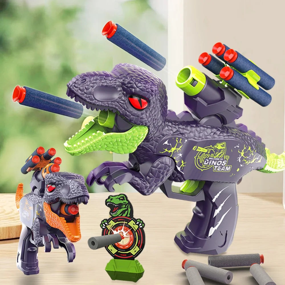 0206 Double Launcher EVA Bullet Cartoon Dinosaur Shooting Gun Toy for Children - Green - 3