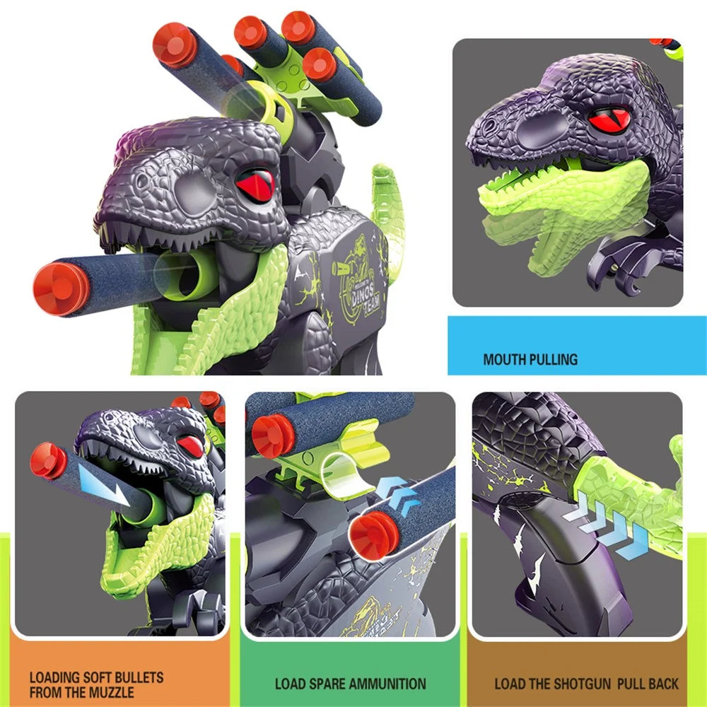 0206 Double Launcher EVA Bullet Cartoon Dinosaur Shooting Gun Toy for Children - Green - 5