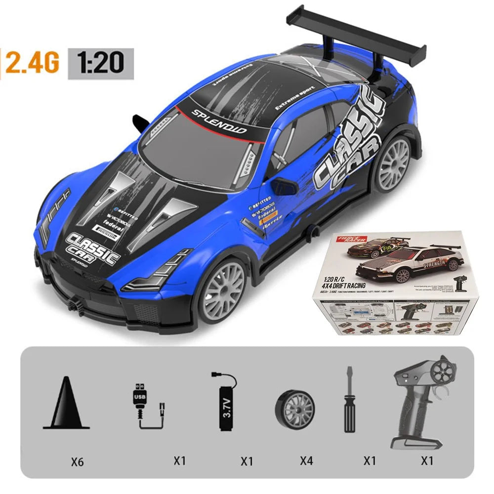 1:20 4WD Drift 2.4G Remote Control Racing Car Model with Light Children Toy - 103 Blue - 2