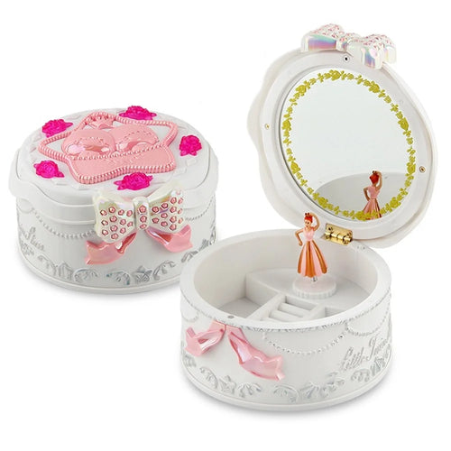 9216 Built-in Mirror Rotating Music Box Jewelry Ornamental Necklace Organizer Case Girls Birthday Gift - White - 1