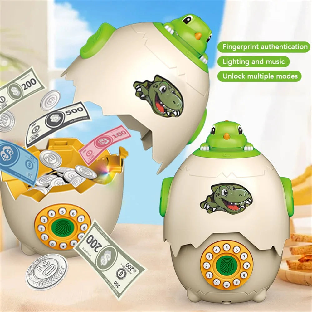 333-74 Kids Cartoon Dinosaur Egg Piggy Bank Password Protection Educational Money Bank - 2