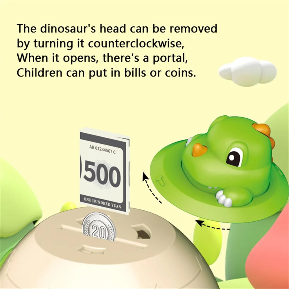 333-74 Kids Cartoon Dinosaur Egg Piggy Bank Password Protection Educational Money Bank - 3