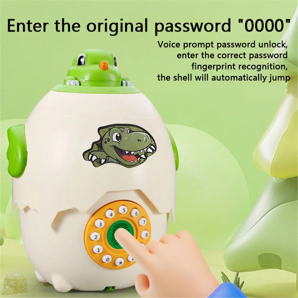 333-74 Kids Cartoon Dinosaur Egg Piggy Bank Password Protection Educational Money Bank - 4