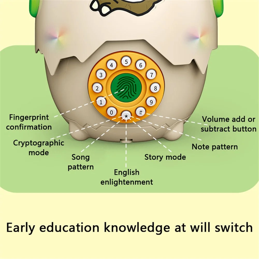 333-74 Kids Cartoon Dinosaur Egg Piggy Bank Password Protection Educational Money Bank - 5