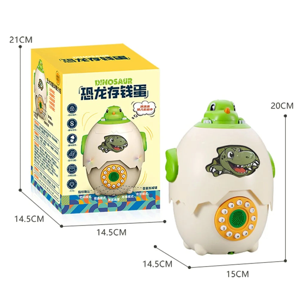 333-74 Kids Cartoon Dinosaur Egg Piggy Bank Password Protection Educational Money Bank - 7