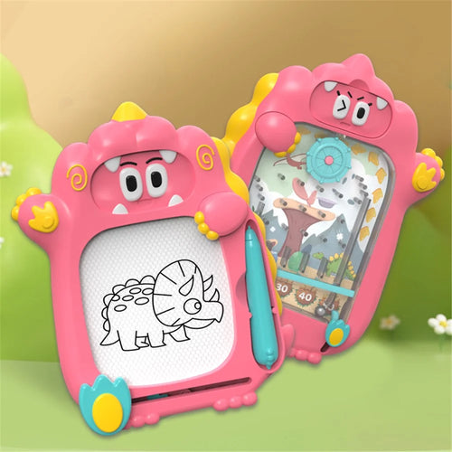Dinosaur Magnetic Drawing Board Maze Marble Game Children Graffiti Drawing Writing Board Double-sided Educational Toy - Pink - 1