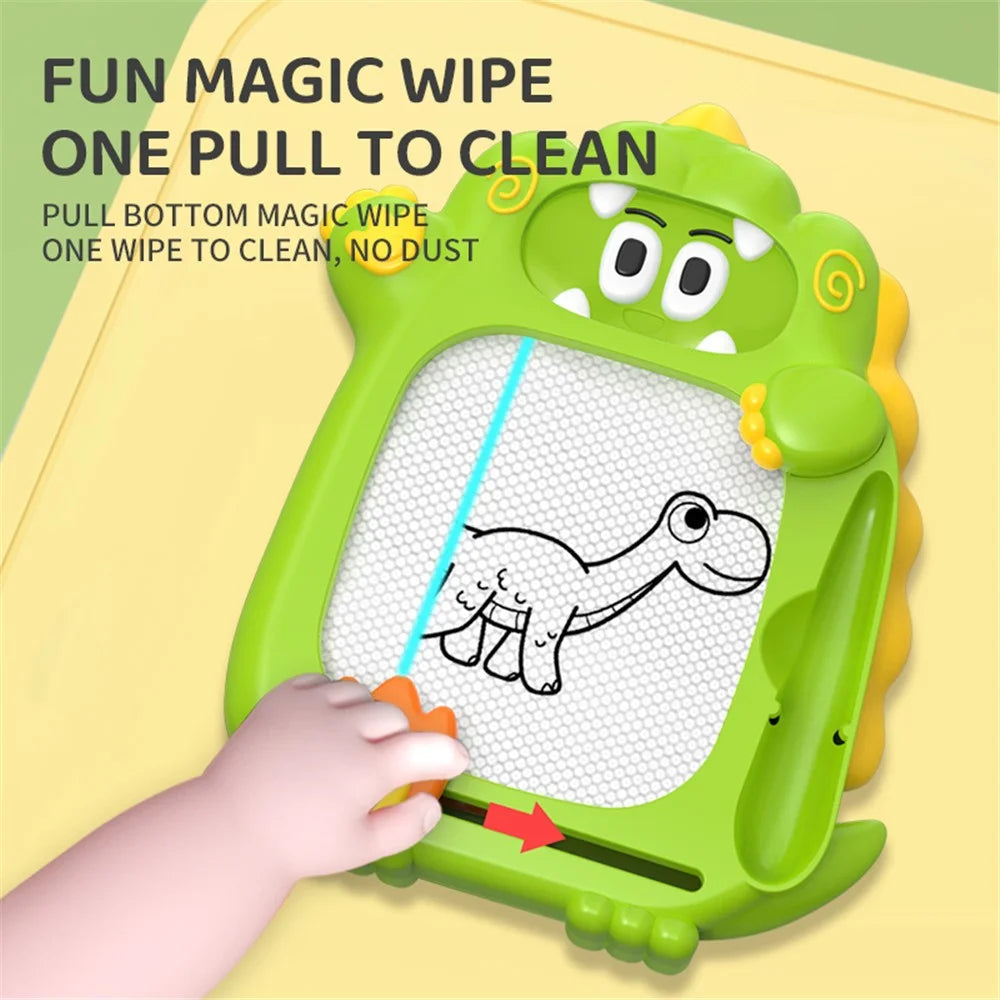 Dinosaur Magnetic Drawing Board Maze Marble Game Children Graffiti Drawing Writing Board Double-sided Educational Toy - Pink - 4