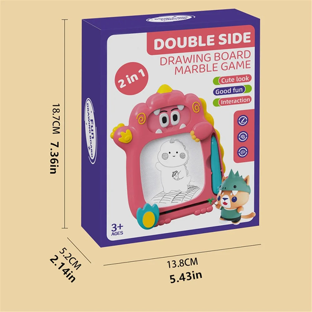 Dinosaur Magnetic Drawing Board Maze Marble Game Children Graffiti Drawing Writing Board Double-sided Educational Toy - Pink - 6