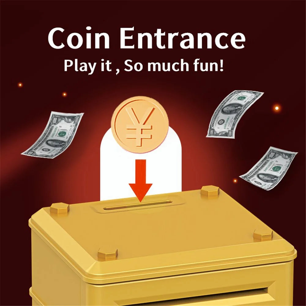 7901 Kids Cartoon Electronic ATM Password Piggy Bank Cash Coin Can Auto Scroll Paper Money Saving Box Gift - Red - 5