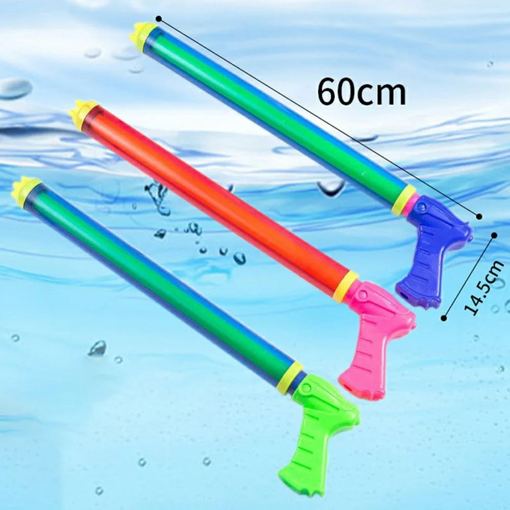 60cm Pull-Type Water Gun for Kids, Transparent Five-Nozzle Water Blaster Toy - 2