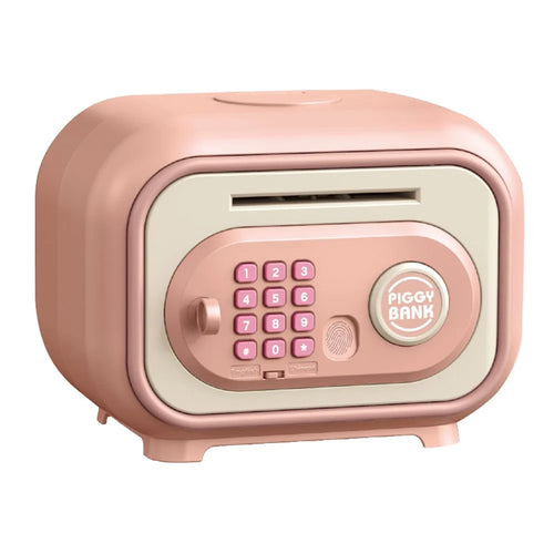 7605 Children Electronic Piggy Bank Smart Fingerprint Automatic Saving Money Box with Key - Pink - 1