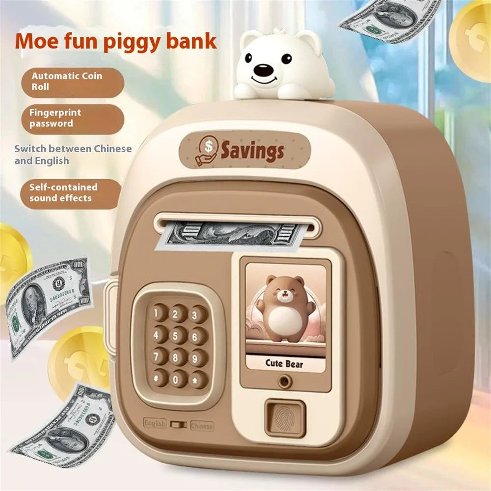 7603 Cartoon Animal Children Electronic Piggy Bank Password + Fingerprint Automatic Saving Money Box - Red - 3