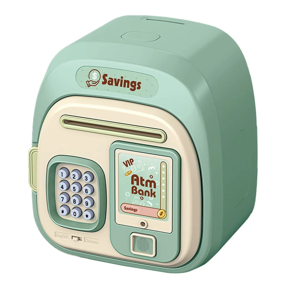 7604 Password + Fingerprint Automatic Saving Money Box Children Electronic Piggy Bank - Green - 1