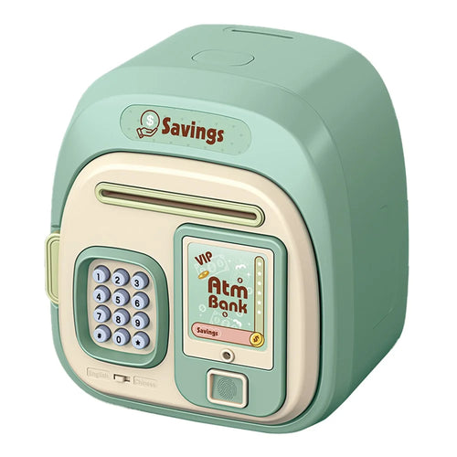 7604 Password + Fingerprint Automatic Saving Money Box Children Electronic Piggy Bank - Green - 1