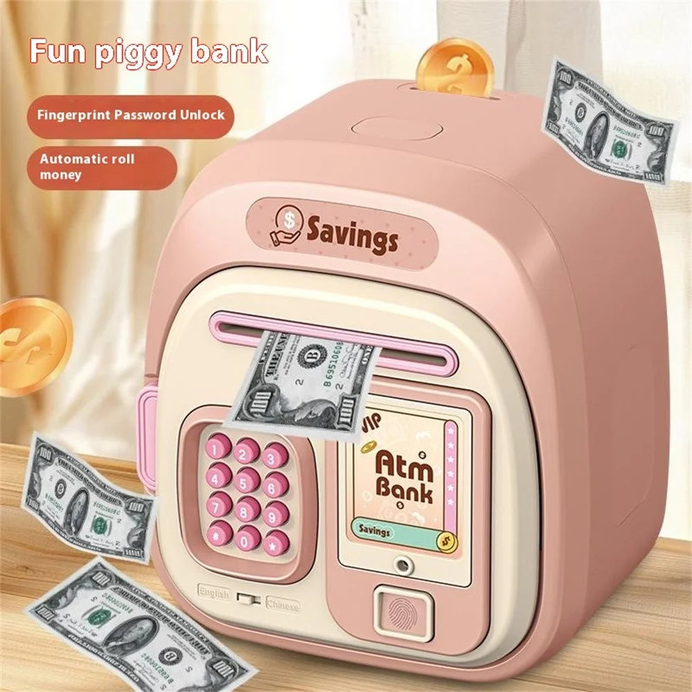 7604 Password + Fingerprint Automatic Saving Money Box Children Electronic Piggy Bank - Green - 5