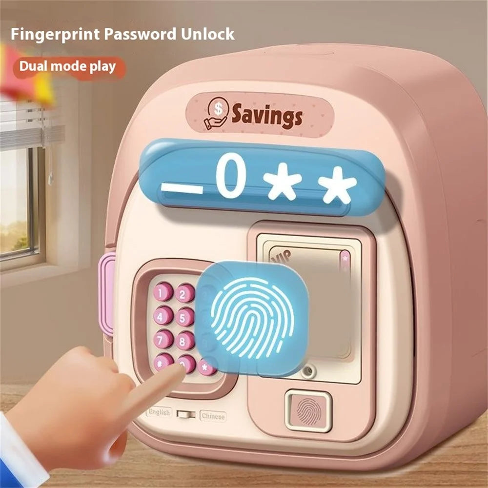 7604 Password + Fingerprint Automatic Saving Money Box Children Electronic Piggy Bank - Green - 6