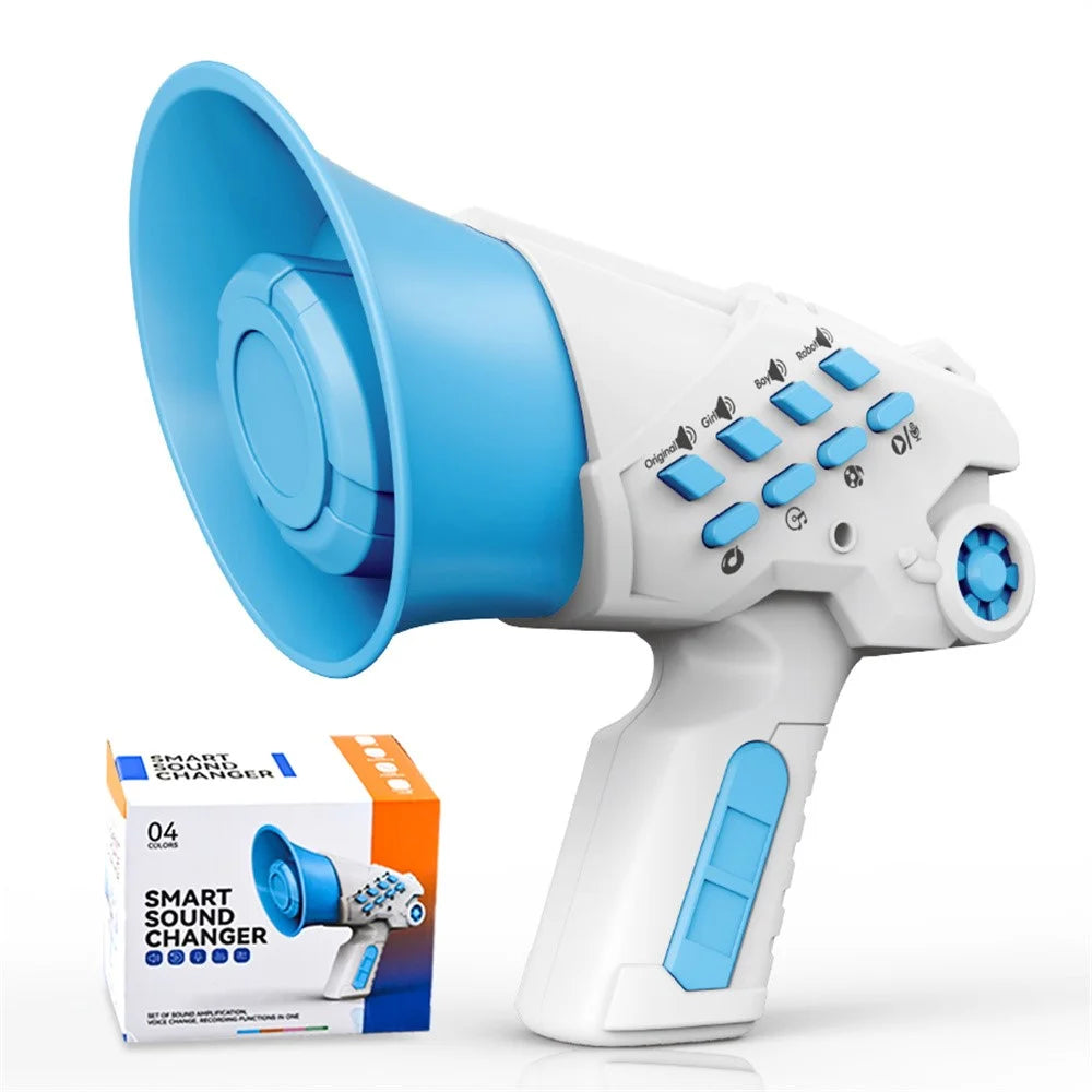 LZ070 Creative Children Recording Voice Changer Horn Toy Multi-Channel Funny Sound Effect Handheld Horn - Blue - 1