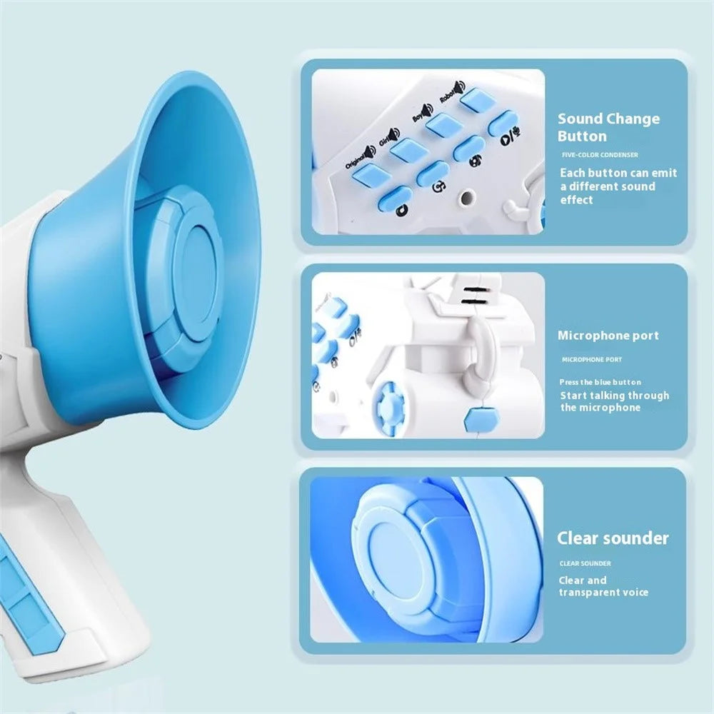 LZ070 Creative Children Recording Voice Changer Horn Toy Multi-Channel Funny Sound Effect Handheld Horn - Blue - 3