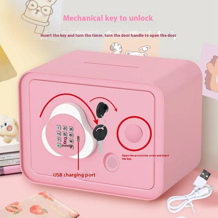 7608 Children Small Safe Piggy Bank Password Money Box Creative Toy - Beige - 6