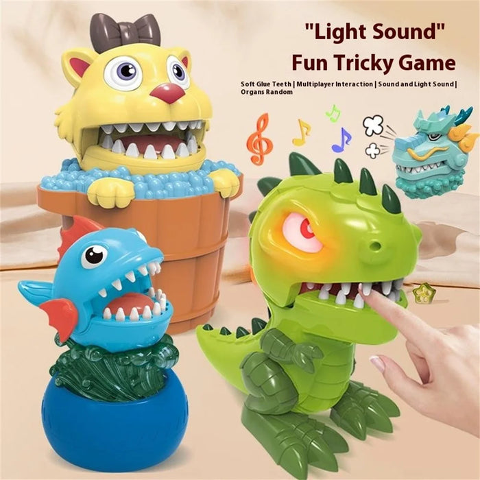 Dinosaur Teeth Game for Kids Biting Finger Push Tooth Down Game Prank Toys with Sound and Light - Green - 4